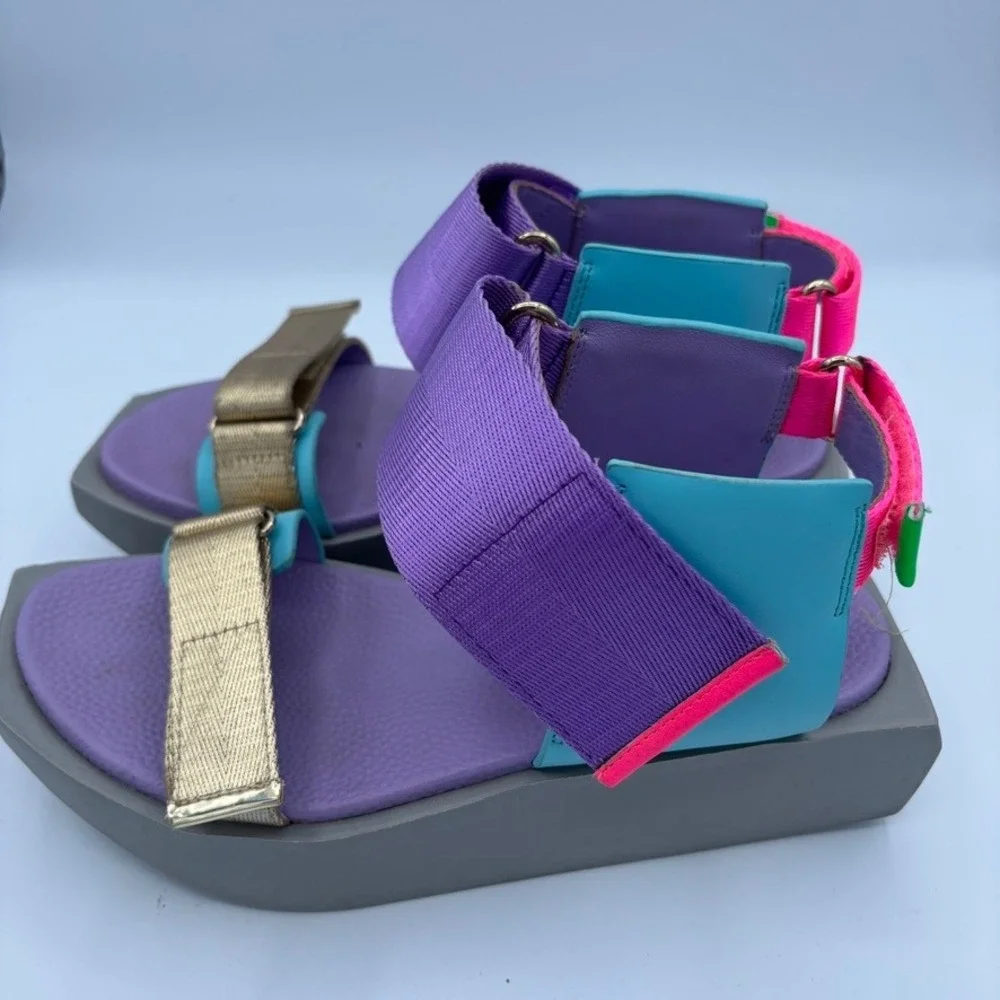 United Nude Delta Run Sandals EUC Sz 37 Purple Multi Platform Wedge Strappy